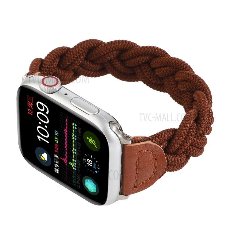 Bande de montre tissée élastique de remplacement pour Apple Watch Series 10 42mm / 9 8 7 41mm / 6 5 4 SE SE (2022) SE (2023) 40mm / 3 2 1 38mm - Marron