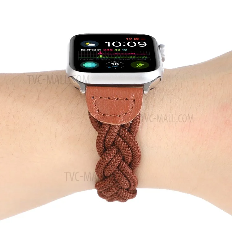 Bande de montre tissée élastique de remplacement pour Apple Watch Series 10 42mm / 9 8 7 41mm / 6 5 4 SE SE (2022) SE (2023) 40mm / 3 2 1 38mm - Marron