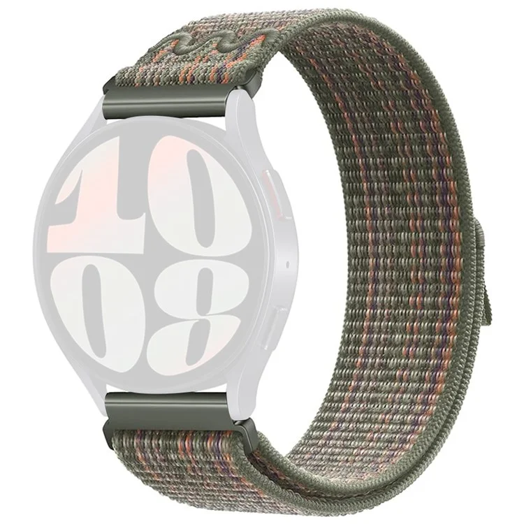Compre por mayor 20mm Nylon Loop Banda de reloj para Samsung Galaxy Watch7 / Galaxy Watch FE / Huawei Watch GT 3 42mm - Verde oscuro / Naranja