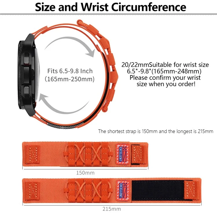 Massenkauf 20mm Armband für Huawei Watch GT 3 42mm / Watch GT 3 Pro 43mm Robuster geflochtener Nylonriemen - Orange