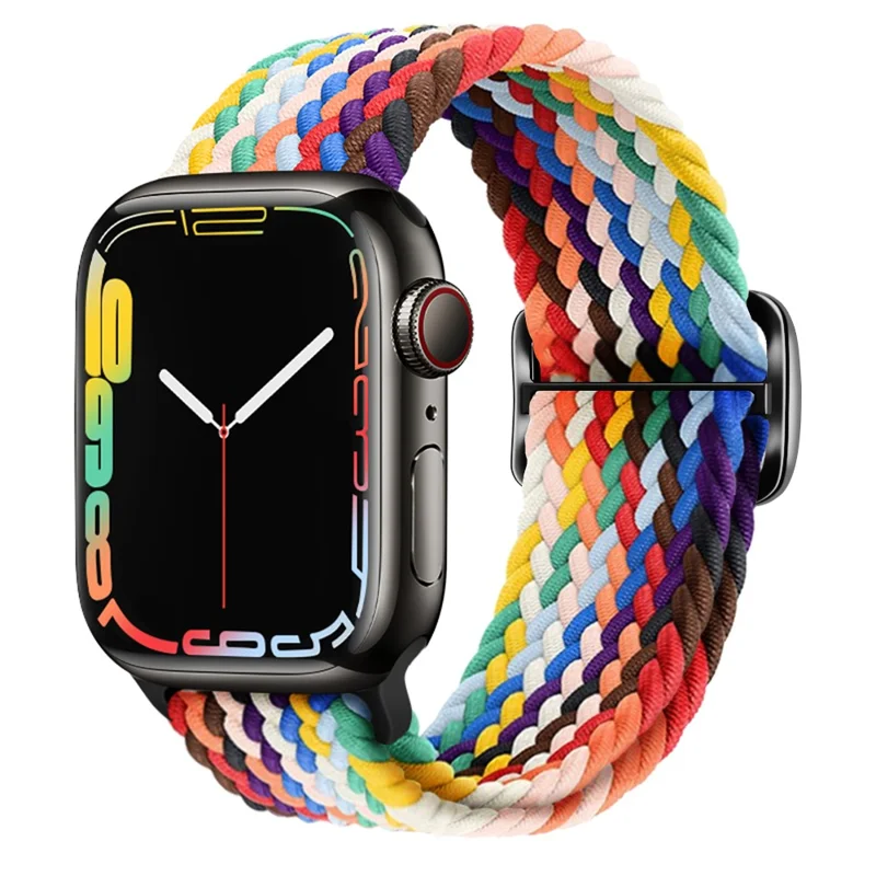 Achetez en gros un bracelet de montre pour Apple Watch Série 10 42mm / 9 8 7 41mm / SE (2023) SE (2022) SE 6 5 4 40mm / 3 2 1 38mm, bracelet tressé en nylon - Arc-en-ciel officiel