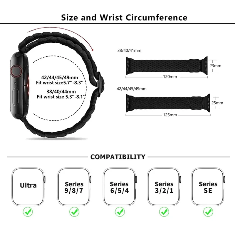 Achetez en gros un bracelet de montre pour Apple Watch Série 10 42mm / 9 8 7 41mm / SE (2023) SE (2022) SE 6 5 4 40mm / 3 2 1 38mm, bracelet tressé en nylon - Arc-en-ciel officiel