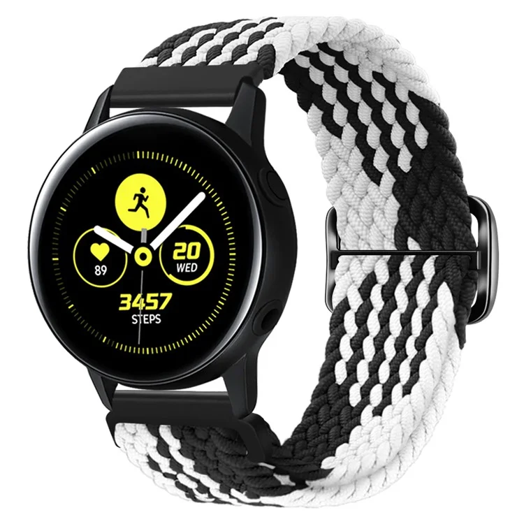 Armband zum Großeinkauf 22 mm für Samsung Galaxy Watch3 45 mm/Watch 46 mm, geflochtenes Nylonarmband - Schwarz+Weiß