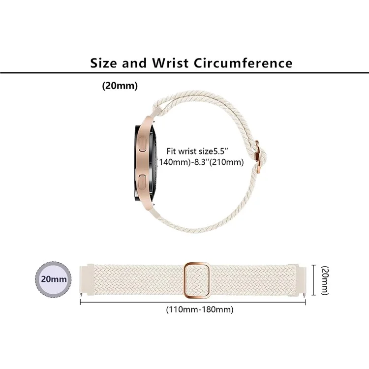 Acquista all'ingrosso 20mm Cinturino per Samsung Galaxy Watch6 Classic / Watch6 Nylon intrecciato - Nero+Bianco