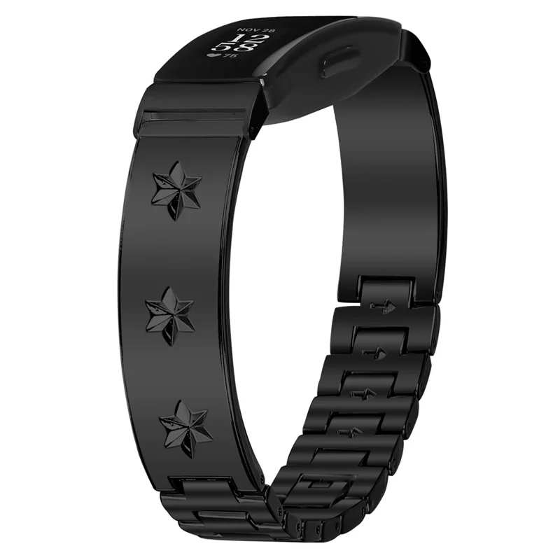 For Fitbit Inspire / Inspire HR Replacement Strap Metal Watch Band Snowflake Pattern - Black
