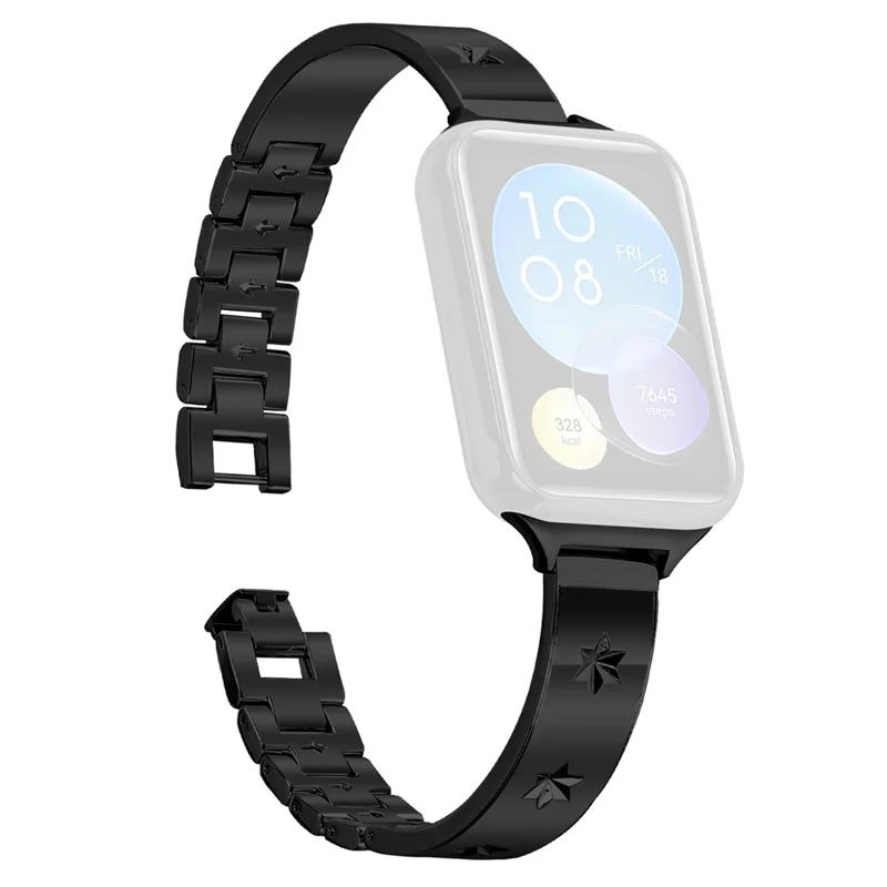 Replacement Strap for Xiaomi Smart Band 8 Pro Metal Watch Band Snowflake Pattern - Black