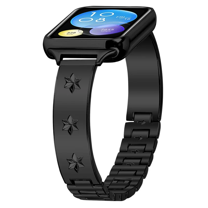 Replacement Strap for Xiaomi Smart Band 8 Pro Metal Watch Band Snowflake Pattern - Black