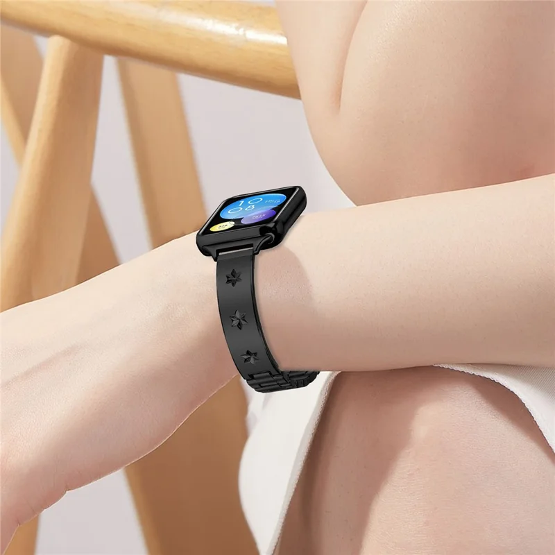 Replacement Strap for Xiaomi Smart Band 8 Pro Metal Watch Band Snowflake Pattern - Black