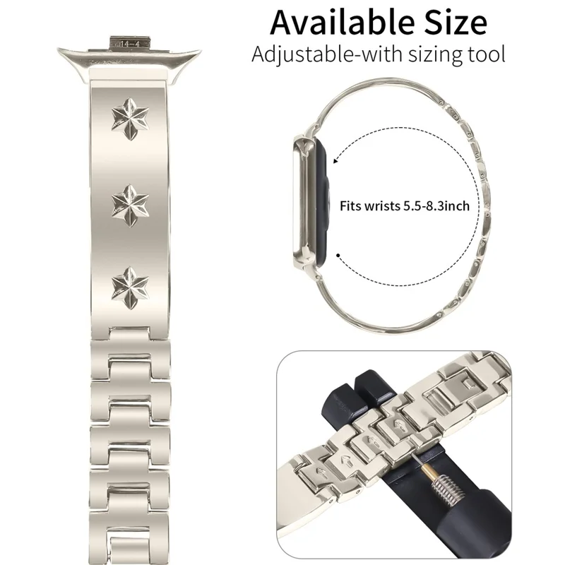 Replacement Strap for Xiaomi Smart Band 8 Pro Metal Watch Band Snowflake Pattern - Starlight