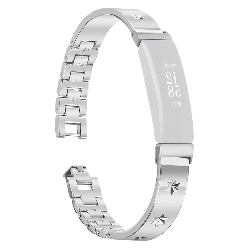 For Fitbit Inspire 2 Replacement Strap Metal Watch Band Snowflake Pattern, Silver