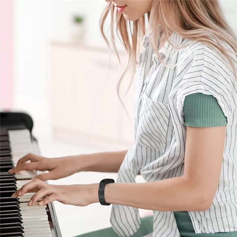 For Fitbit Inspire 2 Replacement Strap Metal Watch Band Snowflake Pattern - Black