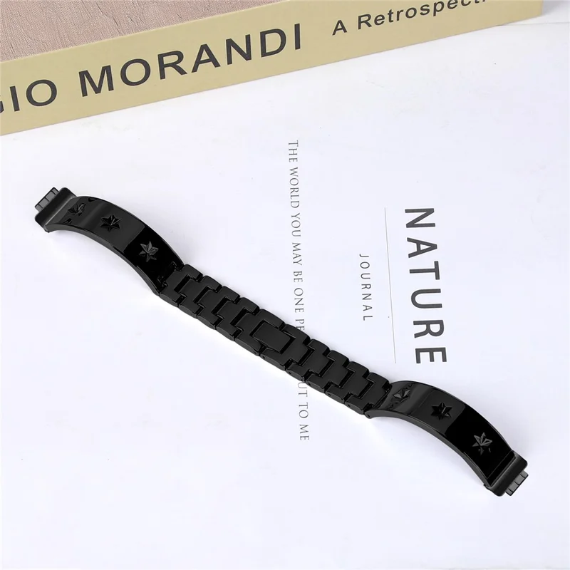 For Fitbit Inspire 2 Replacement Strap Metal Watch Band Snowflake Pattern - Black