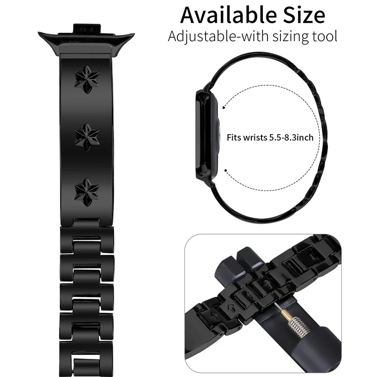Ersatz-Armband für Xiaomi Redmi Watch 4 Metallarmband mit Schneeflocken-Muster - Schwarz