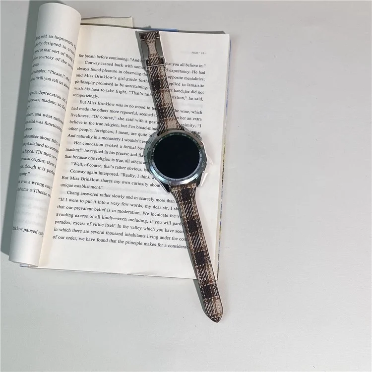 For Huawei Watch GT 3 Pro 43mm / GT 3 42mm Universal 20mm Magnetic Buckle Plaid Texture Wool Watch Strap - Khaki