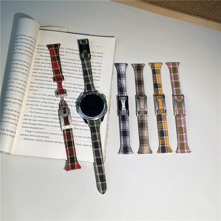For Huawei Watch GT 3 Pro 43mm / GT 3 42mm Universal 20mm Magnetic Buckle Plaid Texture Wool Watch Strap - Khaki