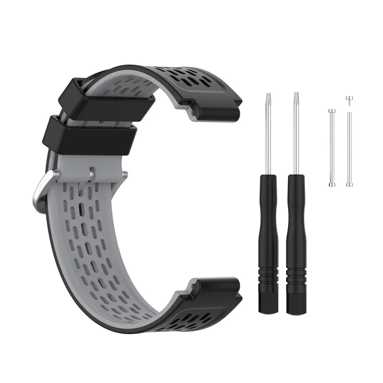 24 mm Dual-layer Soft Silicon Watch Bandgurt Ersatz Für Garmin Forerunner220 230 235 620 630 735 - Schwarzgrau