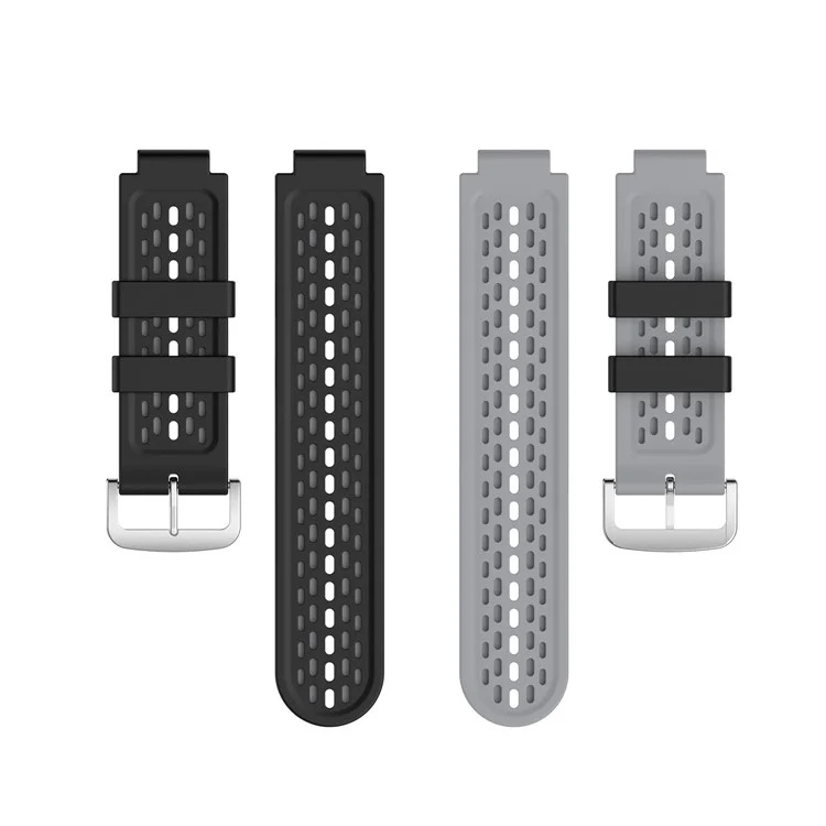 Reemplazo de Correa Para la Banda de Reloj de Silicona Suave de Doble Capa de 24 mm Para Garmin Forerunner220 230 235 620 630 735 - Gris Oscuro