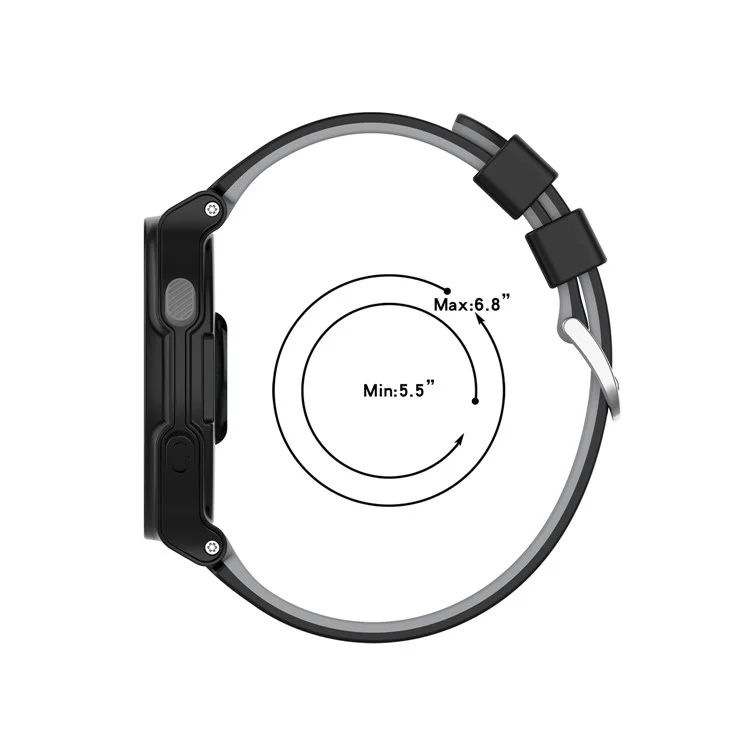 Bracelet de rechange en silicone souple à double couche de 24 mm pour Garmin Forerunner220 230 235 620 630 735 - Noir/Gris