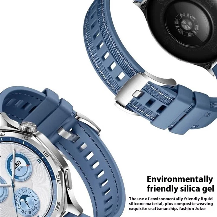 22 mm Nylon-Silikon-Armband für Huawei Watch GT 5 Pro 46 mm / GT 5 46 mm / GT 4 46 mm / GT 3 Pro 46 mm / GT 3 46 mm Ersatzarmband - Graublau