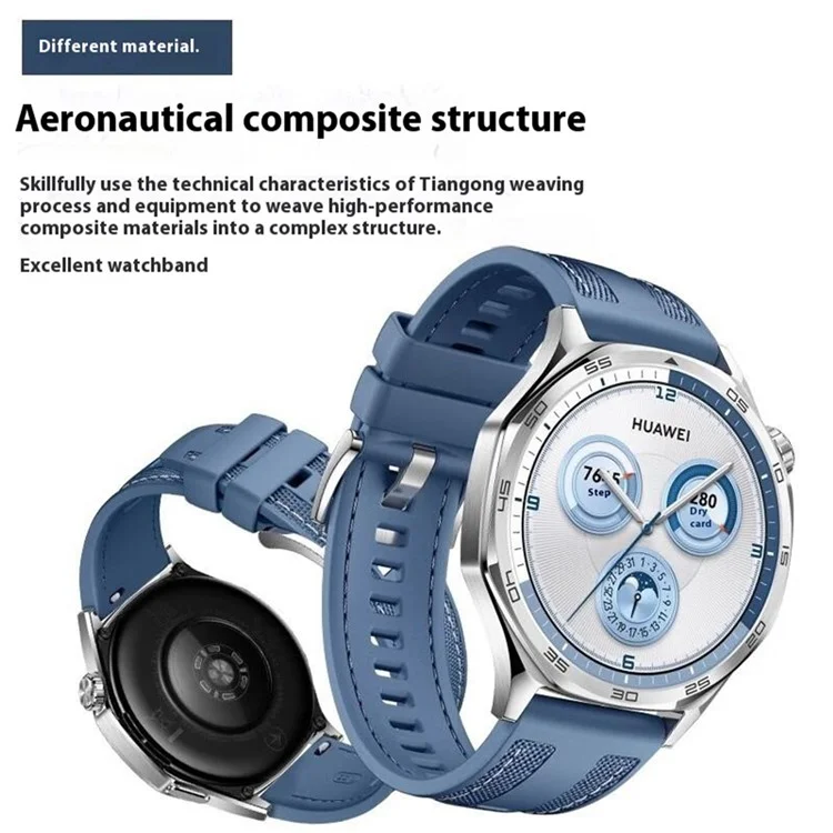 22 mm Nylon-Silikon-Armband für Huawei Watch GT 5 Pro 46 mm / GT 5 46 mm / GT 4 46 mm / GT 3 Pro 46 mm / GT 3 46 mm Ersatzarmband - Graublau