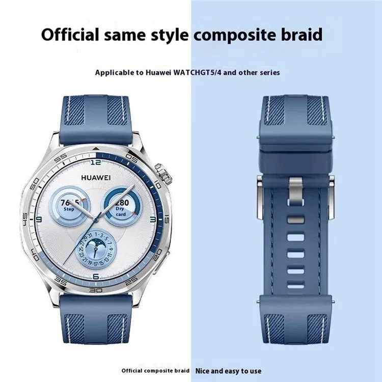 22 mm Nylon-Silikon-Armband für Huawei Watch GT 5 Pro 46 mm / GT 5 46 mm / GT 4 46 mm / GT 3 Pro 46 mm / GT 3 46 mm Ersatzarmband - Graublau