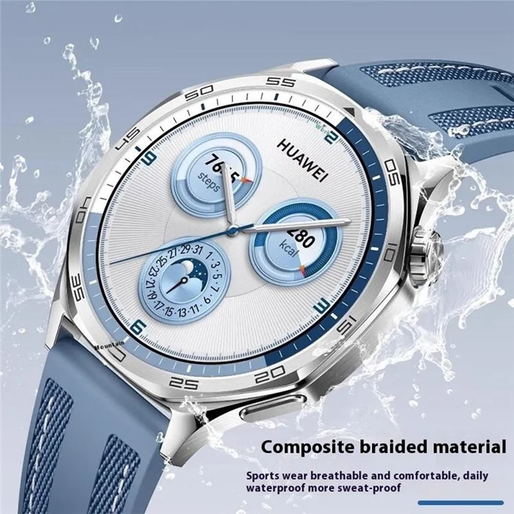 22 mm Nylon-Silikon-Armband für Huawei Watch GT 5 Pro 46 mm / GT 5 46 mm / GT 4 46 mm / GT 3 Pro 46 mm / GT 3 46 mm Ersatzarmband - Graublau