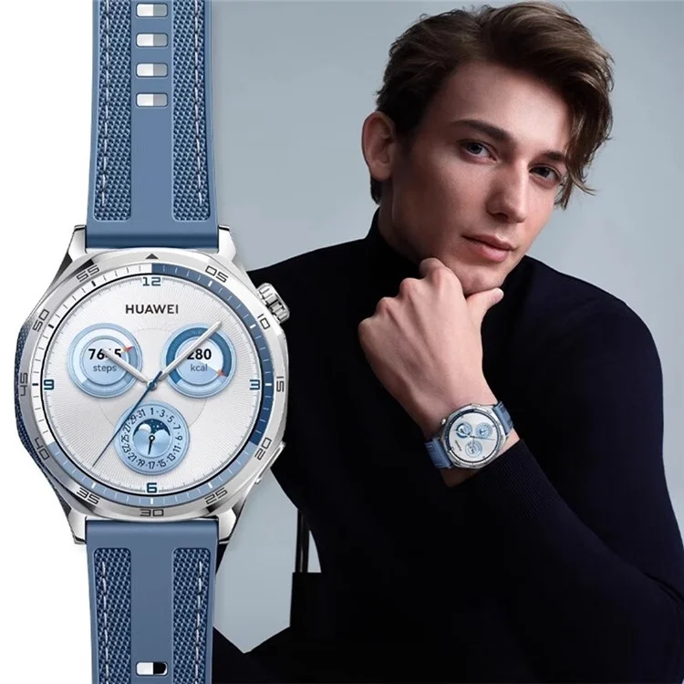 22 mm Nylon-Silikon-Armband für Huawei Watch GT 5 Pro 46 mm / GT 5 46 mm / GT 4 46 mm / GT 3 Pro 46 mm / GT 3 46 mm Ersatzarmband - Graublau