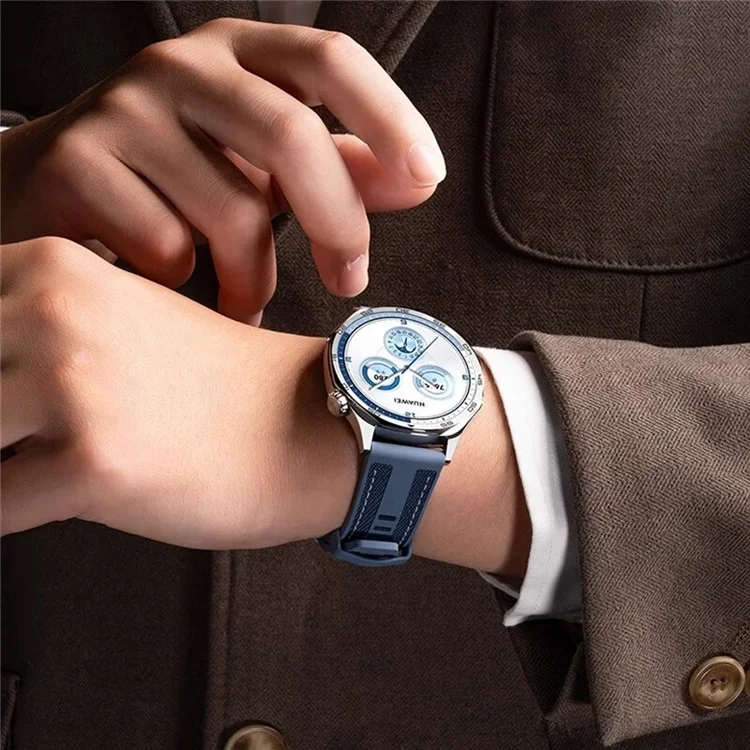 22 mm Nylon-Silikon-Armband für Huawei Watch GT 5 Pro 46 mm / GT 5 46 mm / GT 4 46 mm / GT 3 Pro 46 mm / GT 3 46 mm Ersatzarmband - Graublau
