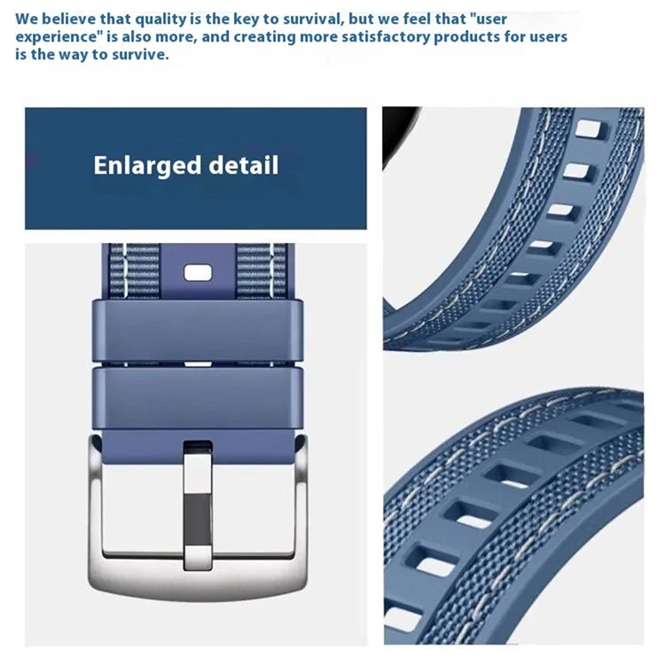 22 mm Nylon-Silikon-Armband für Huawei Watch GT 5 Pro 46 mm / GT 5 46 mm / GT 4 46 mm / GT 3 Pro 46 mm / GT 3 46 mm Ersatzarmband - Graublau