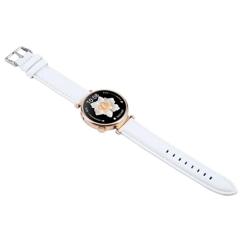 22mm Strap for Garmin Venu 3 / Forerunner 265 / Forerunner 265 Music Top Layer Cowhide Leather Watch Band - White
