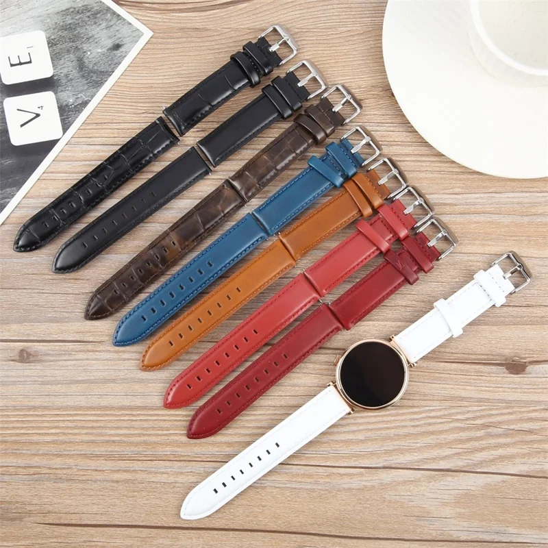 For Garmin Lily 2 Active / Lily 2 Wrist Strap 14mm Top Layer Cowhide Leather Watch Band - White