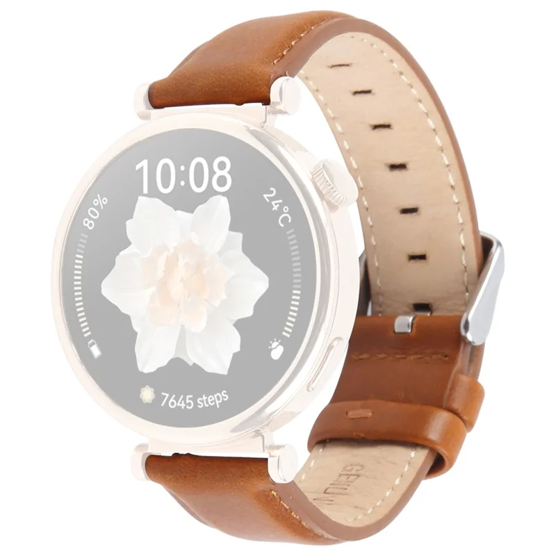 For Garmin Lily 2 Active / Lily 2 Wrist Strap 14mm Top Layer Cowhide Leather Watch Band - Brown