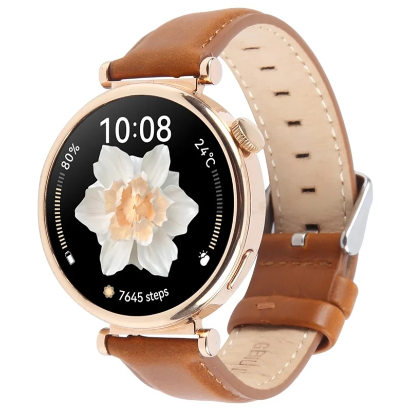 For Garmin Lily 2 Active / Lily 2 Wrist Strap 14mm Top Layer Cowhide Leather Watch Band - Brown