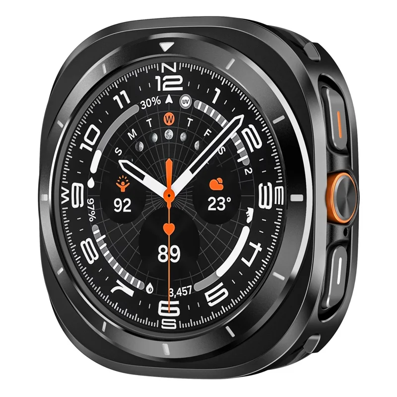 For Samsung Galaxy Watch Ultra 47mm Watch Case Aluminum Alloy + PC Protective Cover - Black+White