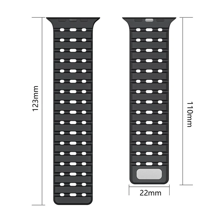Silicone Band for Apple Watch Series 10 42mm / 9 8 7 41mm / SE (2023) SE (2022) SE 6 5 4 40mm / 3 2 1 38mm Magnetic Strap - Brown+Apricot
