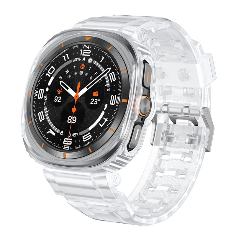 For Samsung Galaxy Watch Ultra 47mm Watch Strap TPU Band with PC Watch Case - Matte Transparent