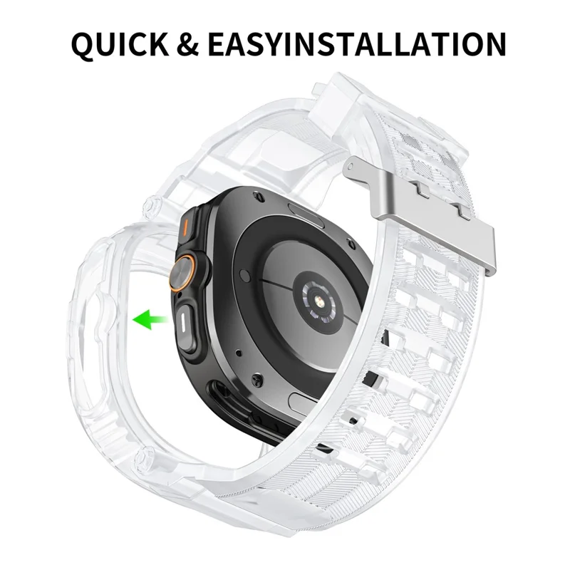 For Samsung Galaxy Watch Ultra 47mm Watch Strap TPU Band with PC Watch Case - Matte Transparent