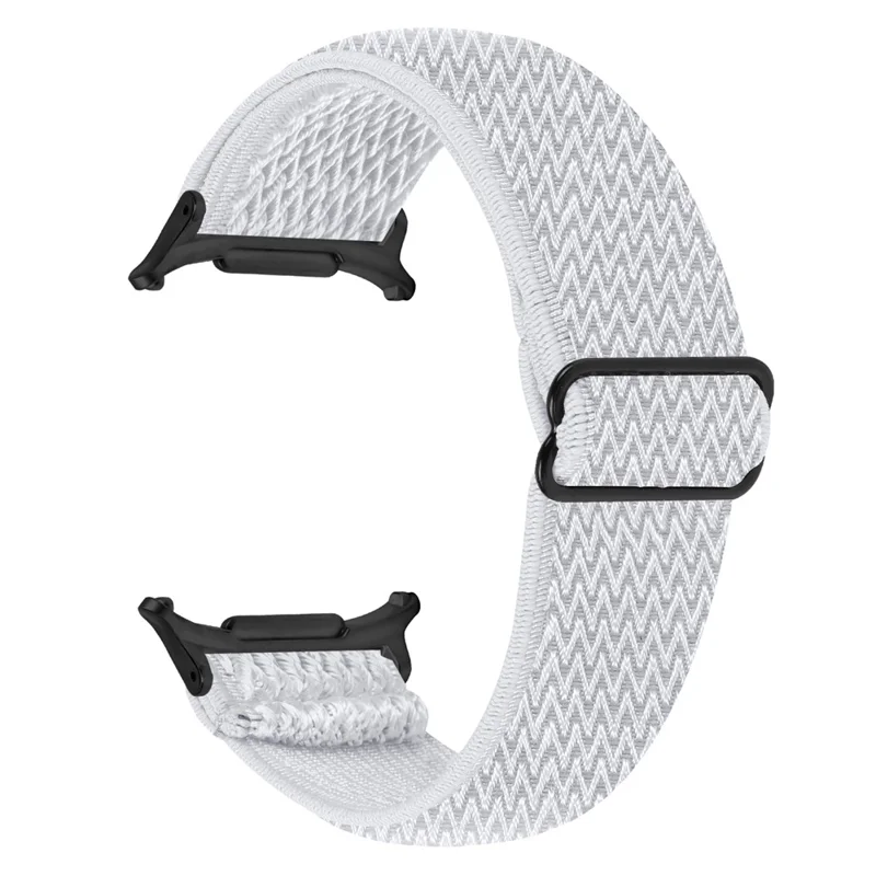 For Samsung Galaxy Watch Ultra 47mm Watch Band with Black Connector Adjustable Elastic Wrist Strap - White