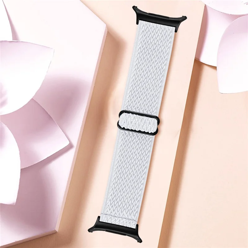 For Samsung Galaxy Watch Ultra 47mm Watch Band with Black Connector Adjustable Elastic Wrist Strap - White