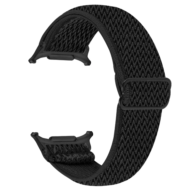 For Samsung Galaxy Watch Ultra 47mm Watch Band with Black Connector Adjustable Elastic Wrist Strap - Black