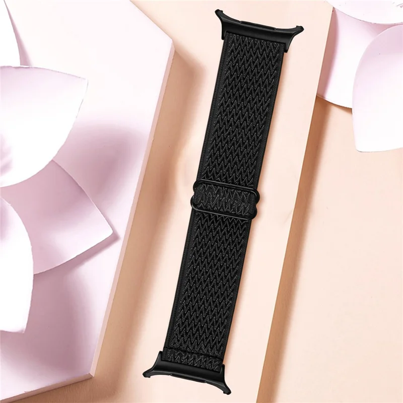 For Samsung Galaxy Watch Ultra 47mm Watch Band with Black Connector Adjustable Elastic Wrist Strap - Black