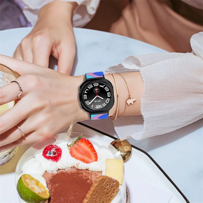 For Samsung Galaxy Watch Ultra 47mm Watch Band with Black Connector Adjustable Elastic Wrist Strap - Style 1