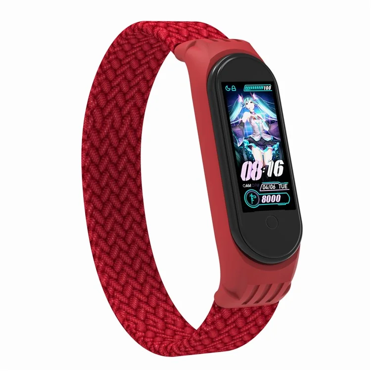 Correa de Reloj de Pulsera de Nylon Elástica [tamaño: S] Para Xiaomi Mi Band 5 / 4 / 3 - Rojo