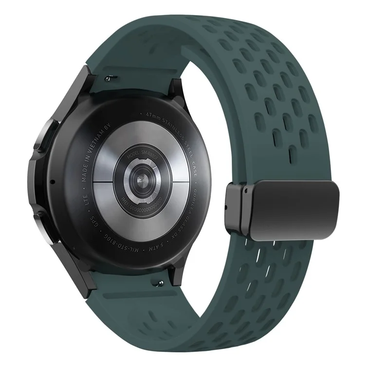 Silicone Strap for Samsung Galaxy Watch7 / Watch6 / Watch 5 44mm 40mm Wrist Strap with Black Magnetic Buckle - Midnight Green
