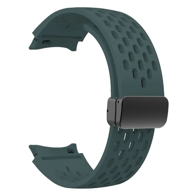 Silicone Strap for Samsung Galaxy Watch7 / Watch6 / Watch 5 44mm 40mm Wrist Strap with Black Magnetic Buckle - Midnight Green