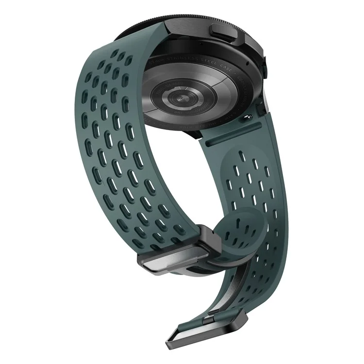 Silicone Strap for Samsung Galaxy Watch7 / Watch6 / Watch 5 44mm 40mm Wrist Strap with Black Magnetic Buckle - Midnight Green