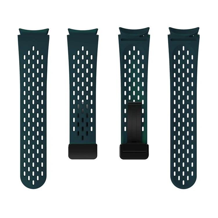 Silicone Strap for Samsung Galaxy Watch7 / Watch6 / Watch 5 44mm 40mm Wrist Strap with Black Magnetic Buckle - Midnight Green