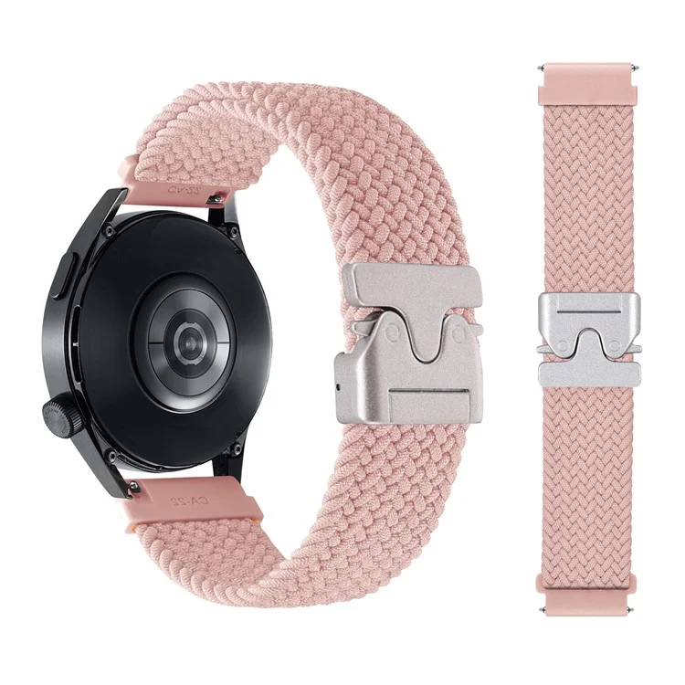 22mm Universal Wrist Strap Parachute Buckle Nylon Braided Smart Watch Band - Pink
