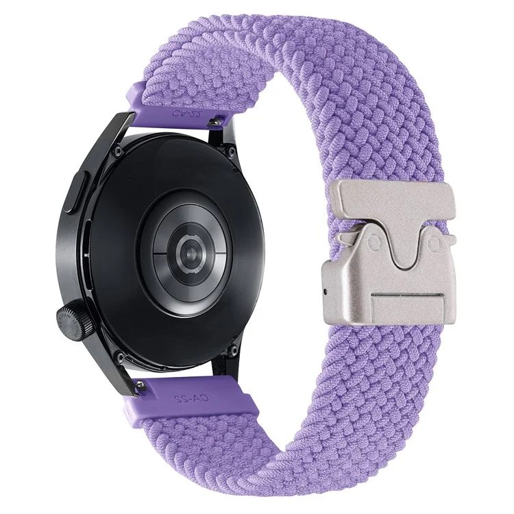 22mm Universal Wrist Strap Parachute Buckle Nylon Braided Smart Watch Band - Purple