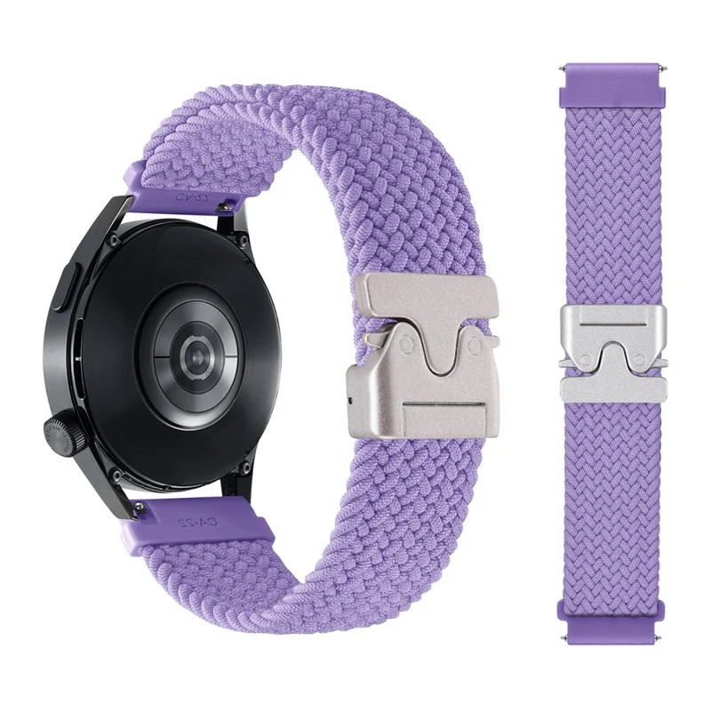 22mm Universal Wrist Strap Parachute Buckle Nylon Braided Smart Watch Band - Purple
